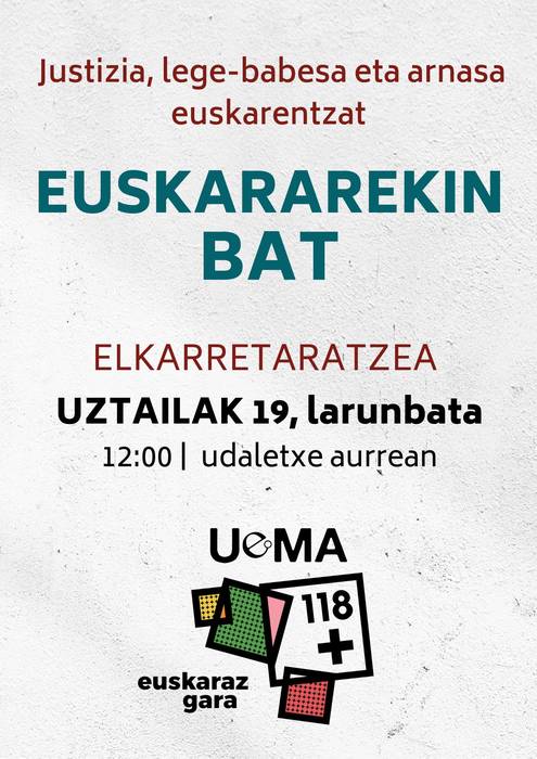 Elkarretaratzea: 'Justizia, lege-babesa eta arnasa euskararentzat'