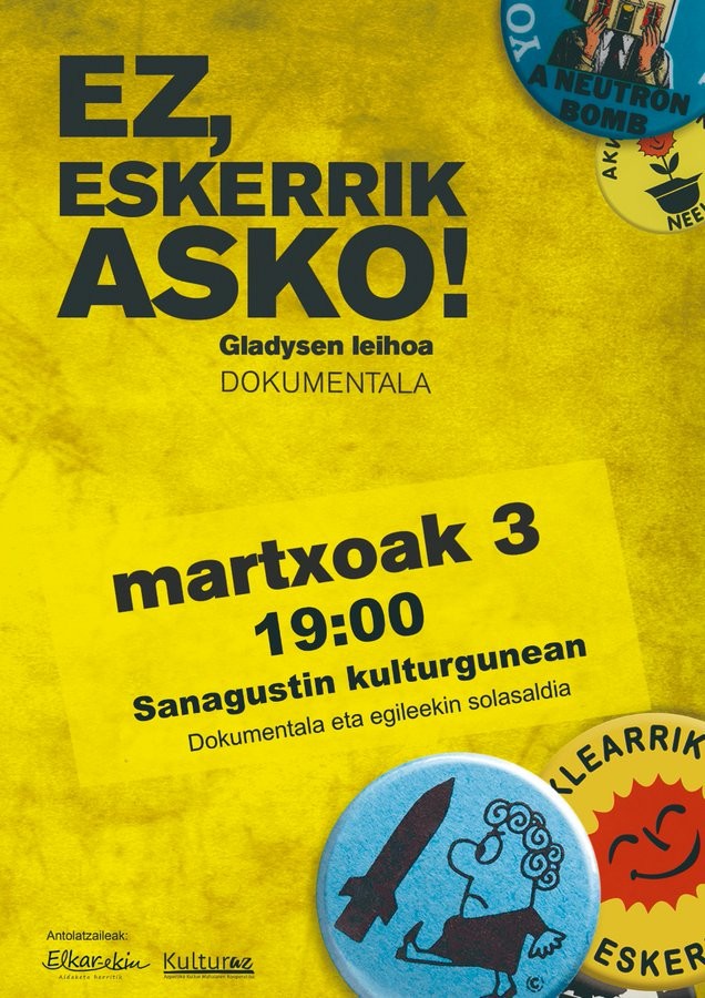 'Ez, eskerrik asko. Gladysen leihoa' dokumentala ikusi ahal izango da datorren asteartean