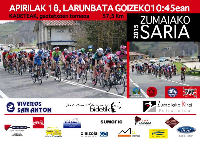 Euskal Herriko kadete mailako txirrindulariak izango dira larunbatean Zumaian