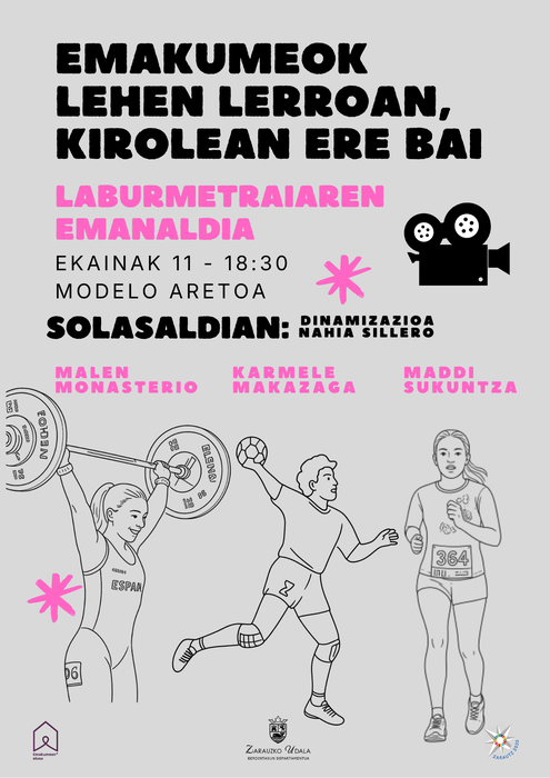 Ikus-entzunezkoa: 'Emakumeok lehen lerroan, kirolean ere bai' film laburra eta solasaldia