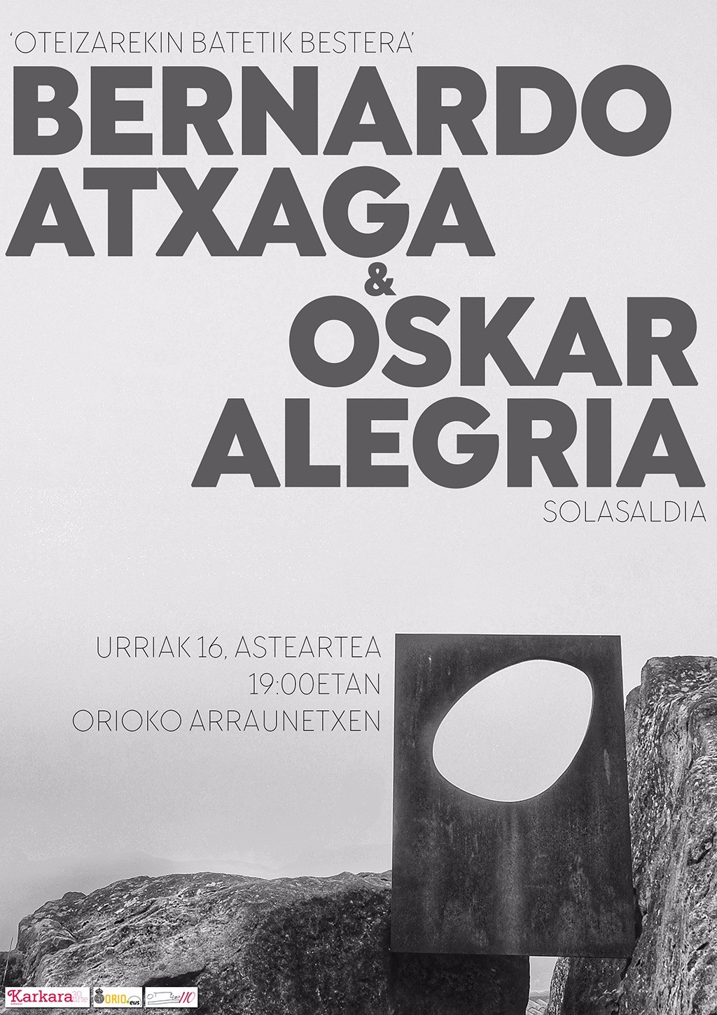 Bernardo Atxagak eta Oskar Alegriak Oteizaren inguruko solasaldia eskainiko dute gaur arratsaldean