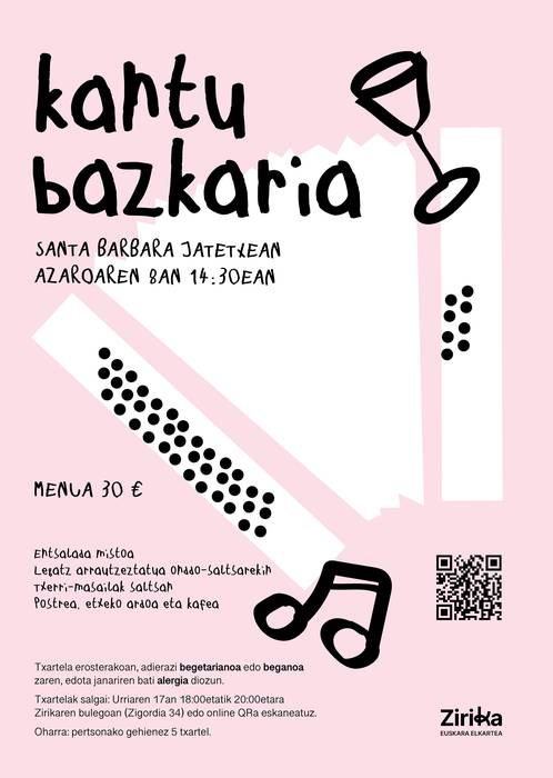 Bazkaria: Zirikaren kantu bazkaria