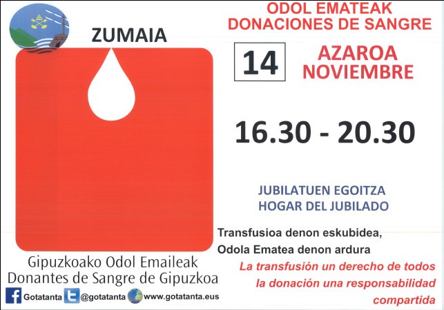 Azaroak 14ean Odol Emaileak Zumaian
