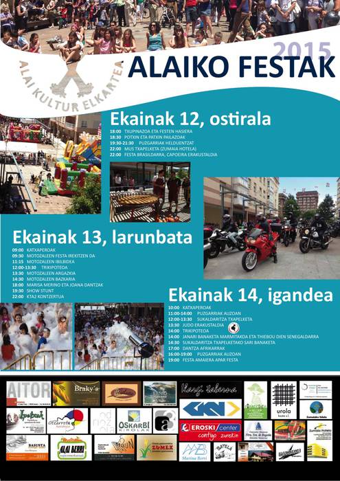 Alaiko festak izango dira ostiraletik igande iluntzera bitartean