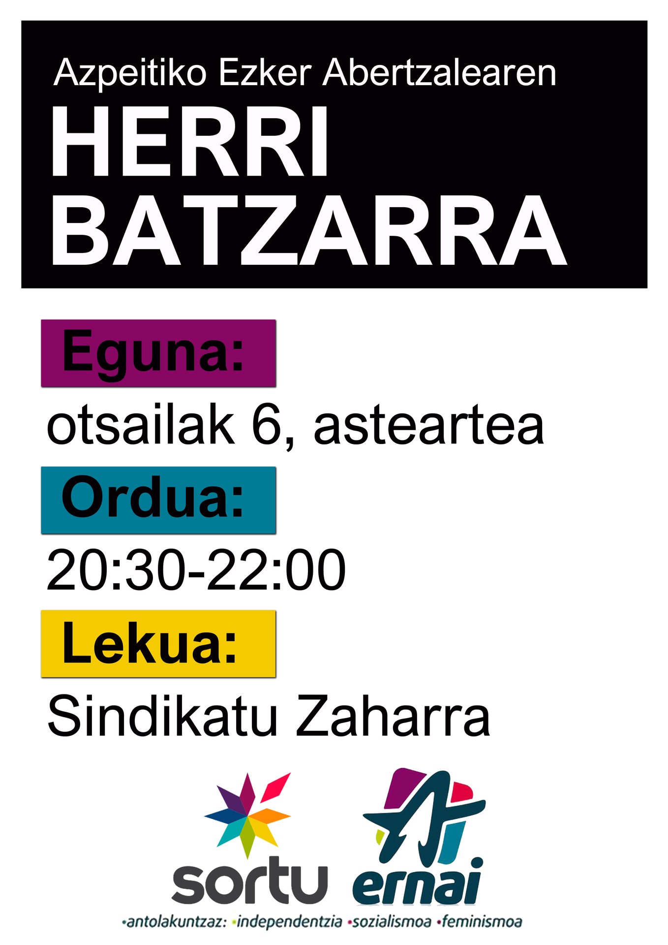 Ezker Abertzaleak herri batzarra egingo du gaur