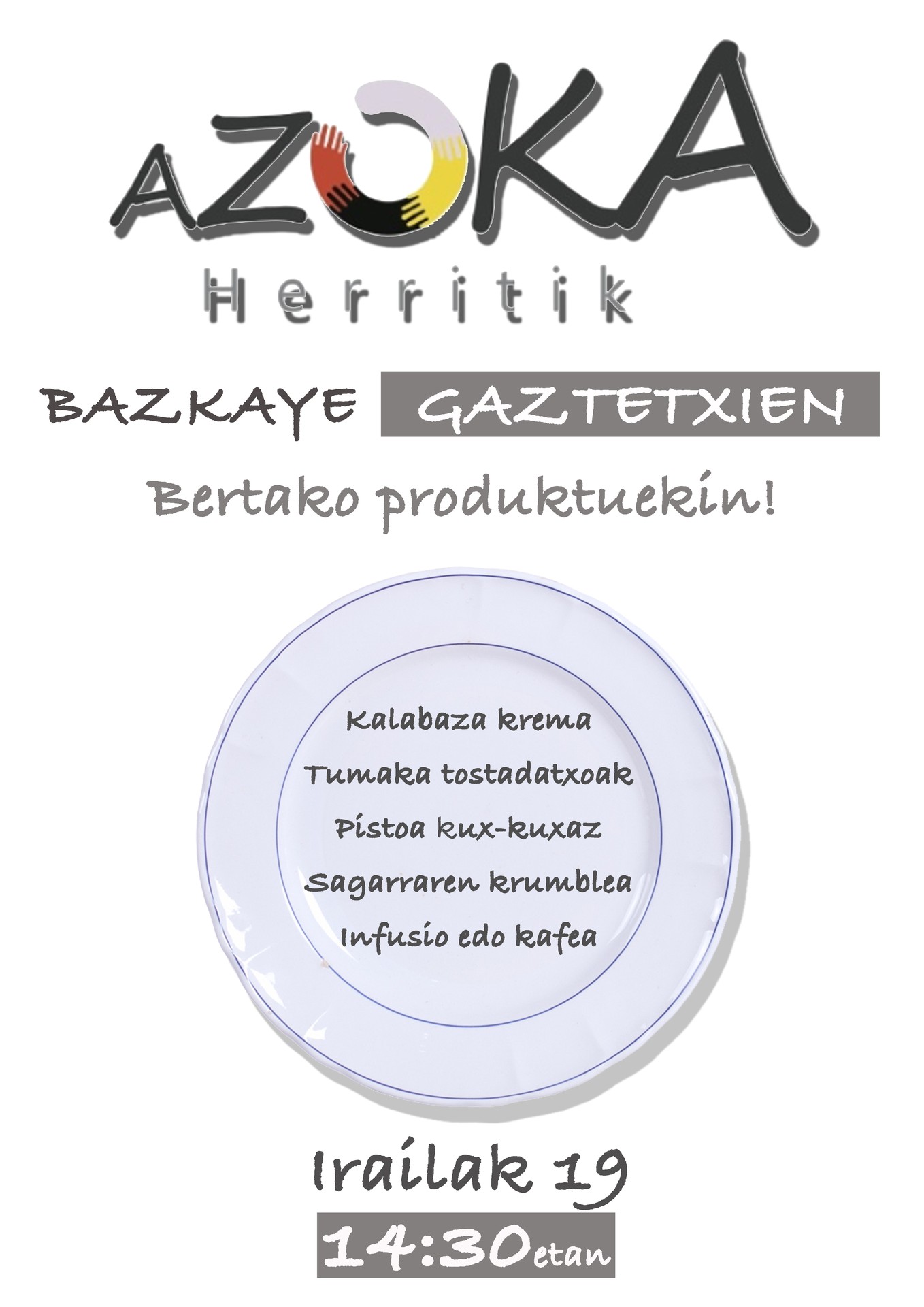 Bertako elikagai ekologikoekin egindako bazkaria izango da zapatuan Gaztetxean