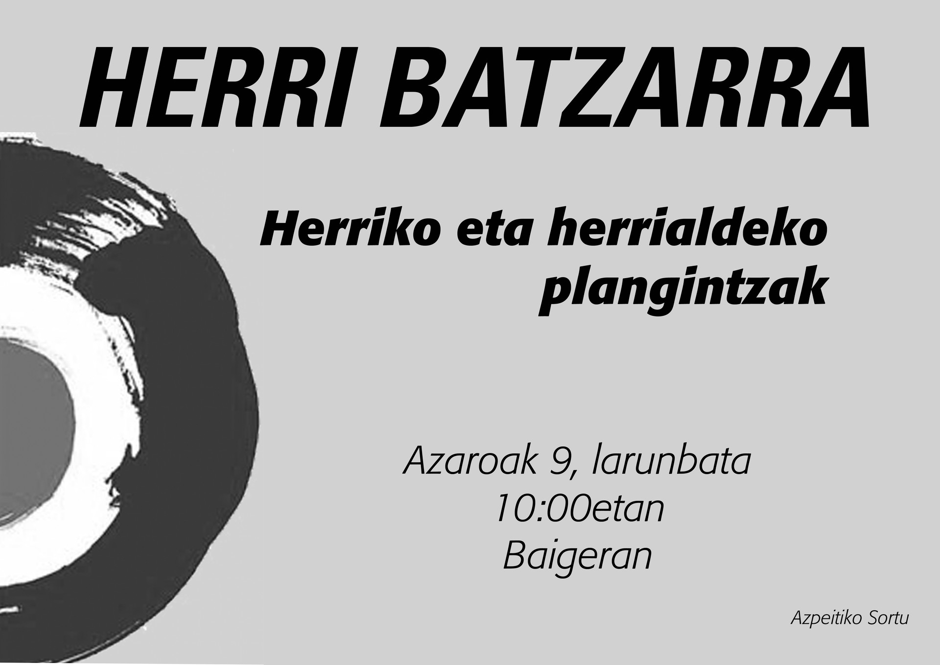Sorturen Herri Batzarra izango da zapatuan