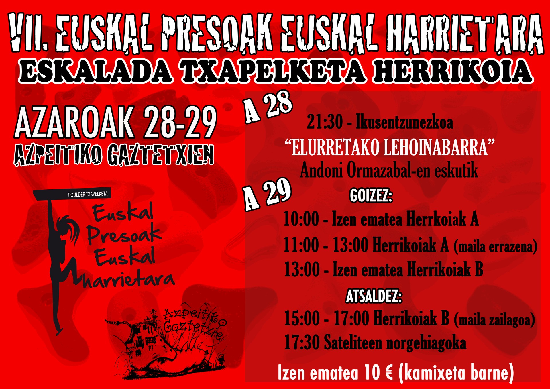 'Euskal Presoak Euskal Harrietara' eskalada izango da asteburuan Gaztetxean