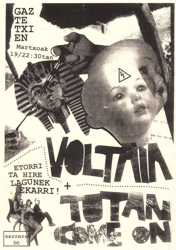 Voltaia eta Tutan Come On taldeen kontzertuak, zapatuan Gaztetxean