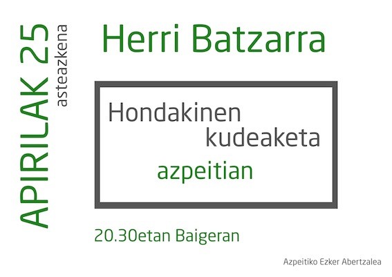 Apirilak 25, asteazkena, 20.30etan ...