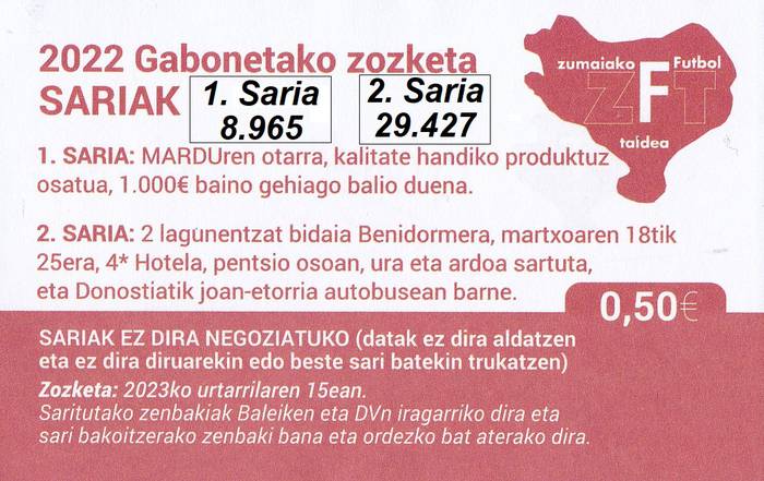 2022ko Z.F.T-ren Gabonetako zozketa