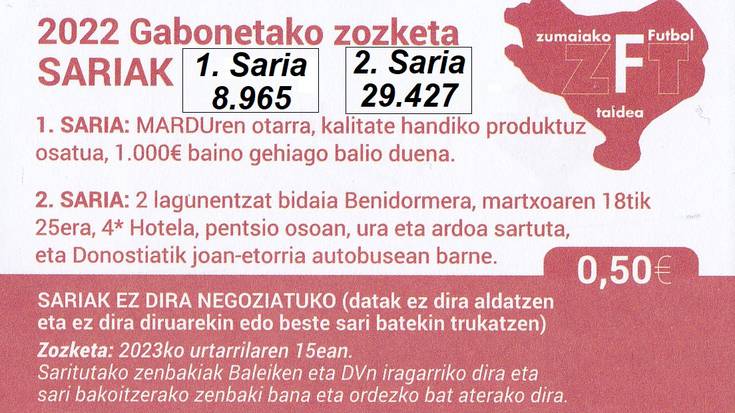 2022ko Z.F.T-ren Gabonetako zozketa