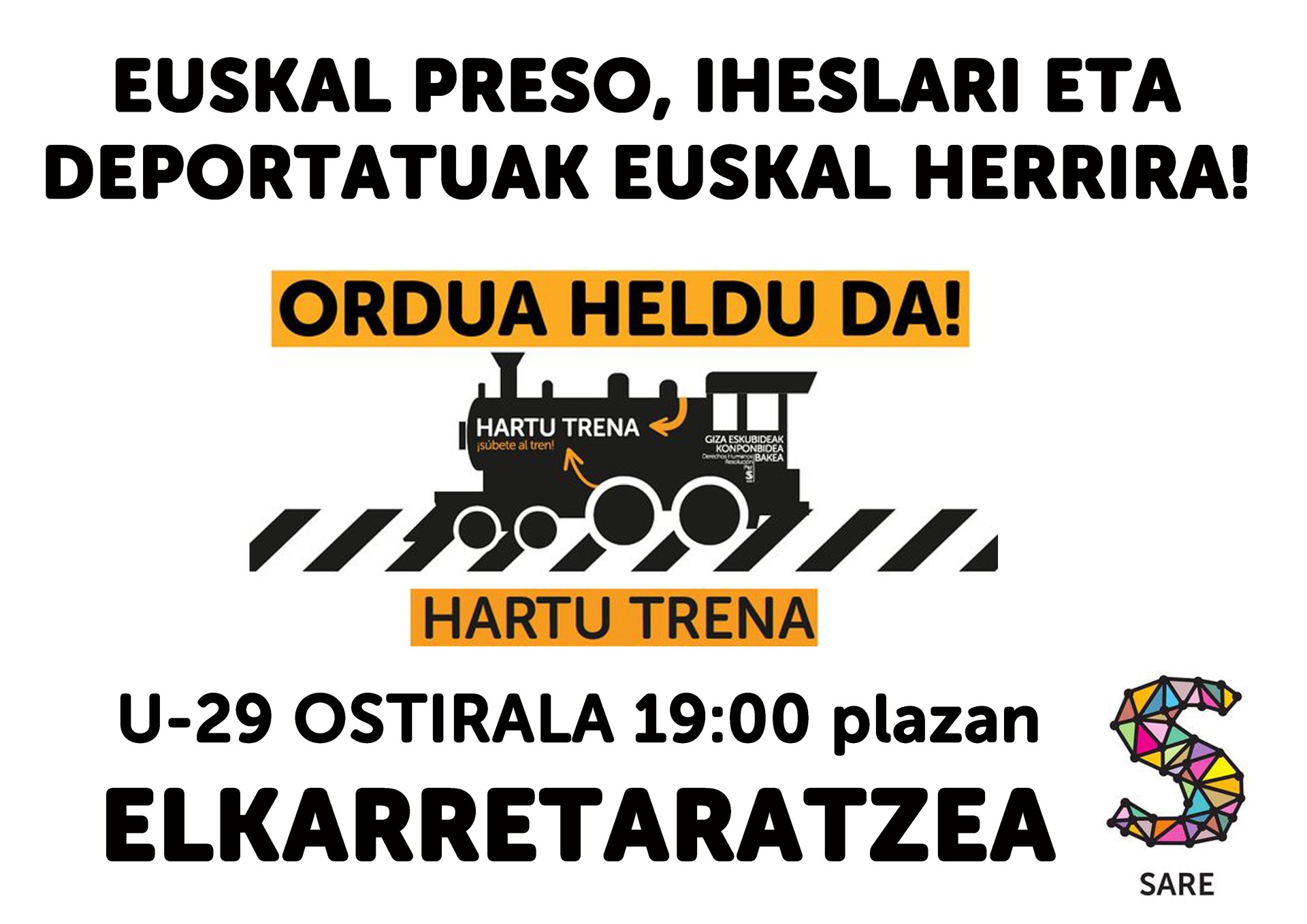 Gogoratu gaur elkarretaratzea egingo dela 19:00tan plazan