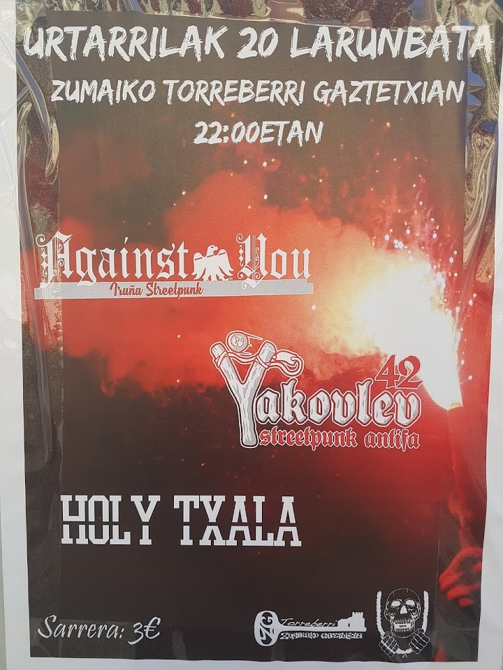 Streetpunk kontzertuak izango dira bihar Torreberri Gaztetxean