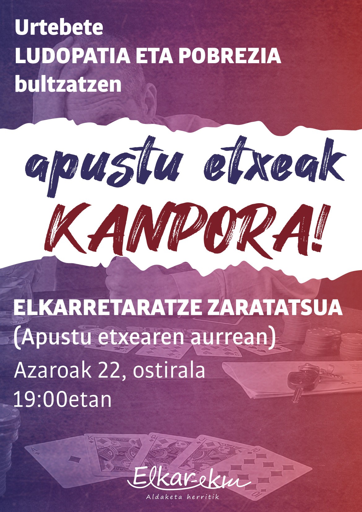 Apustu etxearen urtemugaren harira, elkarretaratze zaratatsua deitu du Elkar-ekinek hilaren 22rako