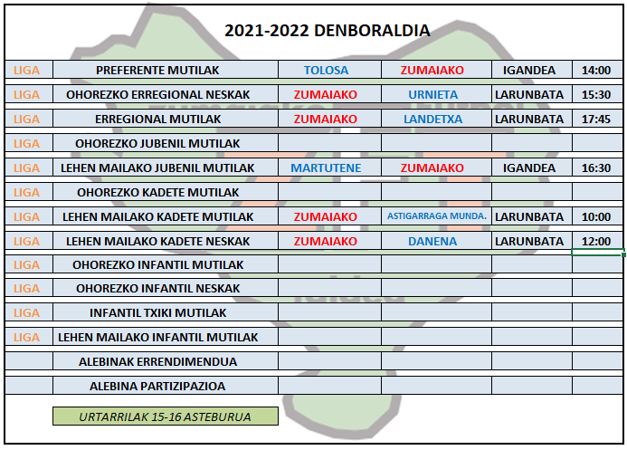 Asteburu honetako futbol partiden ordutegia