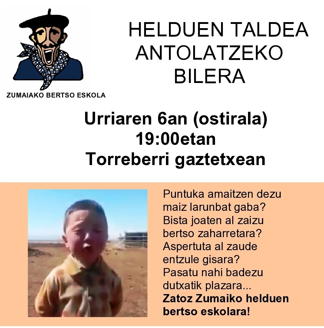 Helduen taldea osatzeko bilera gaur