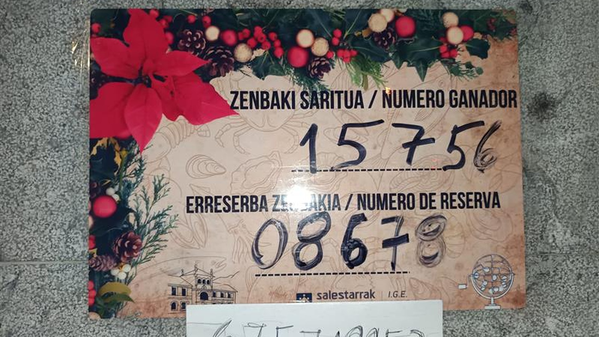 15.756 da Floreaga Ikastetxeko mariskadaren zozketaren irabazlea
