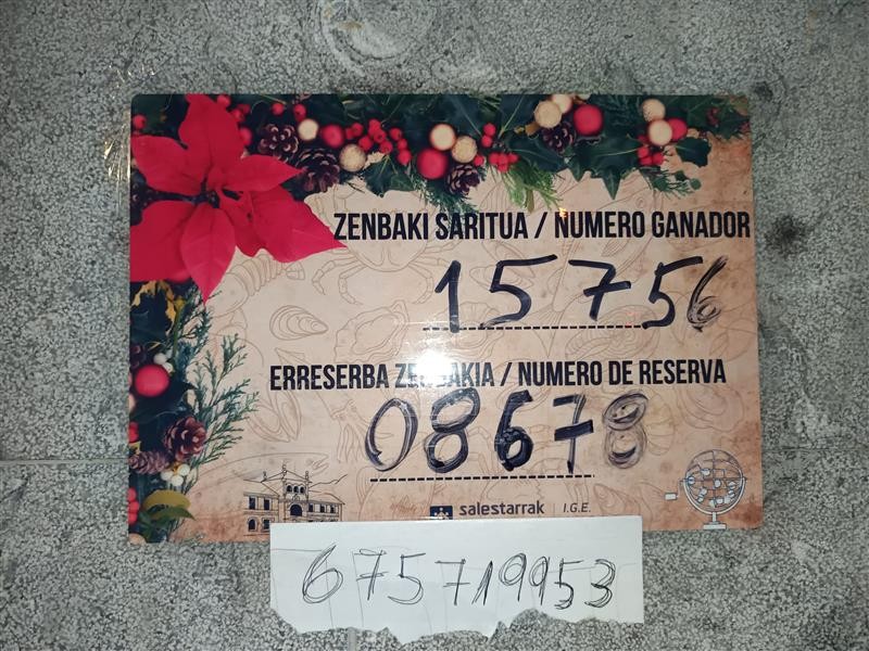 15.756 da Floreaga Ikastetxeko mariskadaren zozketaren irabazlea