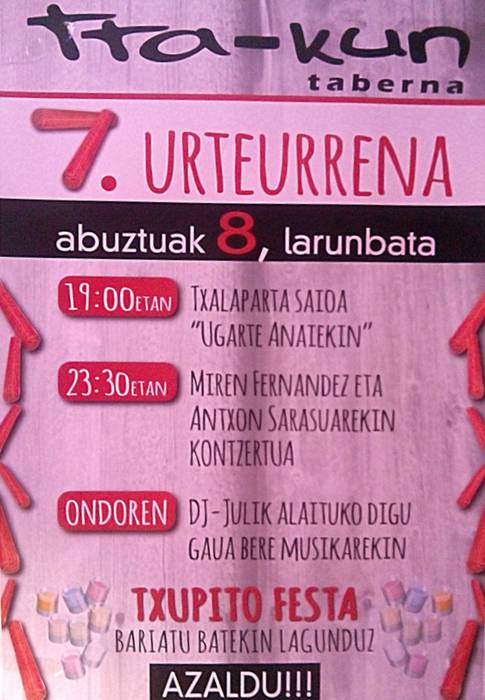 Tta-kun tabernaren urteurreneko festa