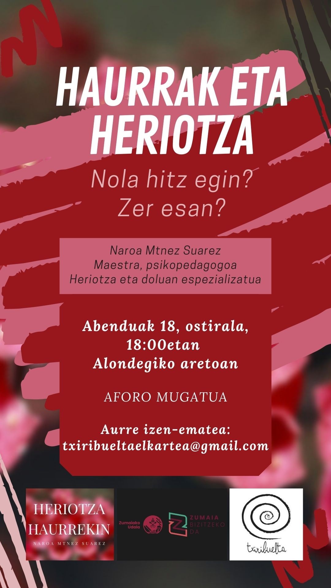 'Haurrak eta heriotza' hitzaldia antolatu du Txiribueltak ostiralerako