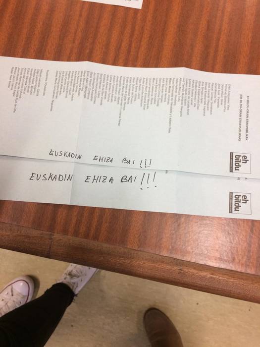 Ehizaren aldeko aldarri baliogabeak Azpeitiko boto kutxetan