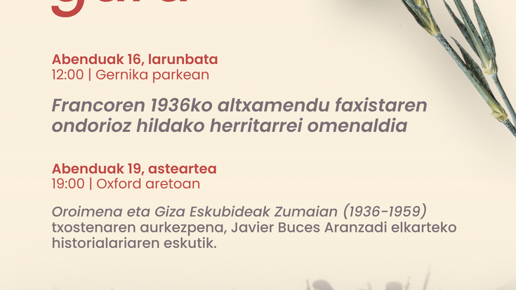 'Oroimena eta Giza Eskubideak Zumaian (1936-1959)' txostenaren aurkezpena