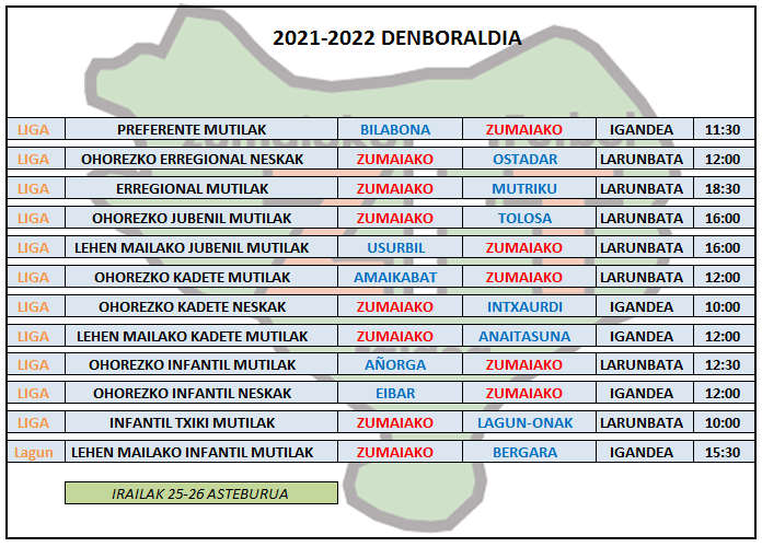 Asteburu honetako futbol partiden ordutegia