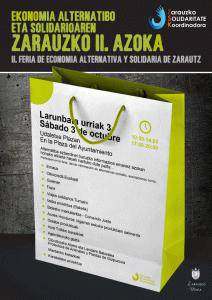 Ekonomia alternatibo eta solidarioaren II. azoka egingo dute Zarautzen larunbatean