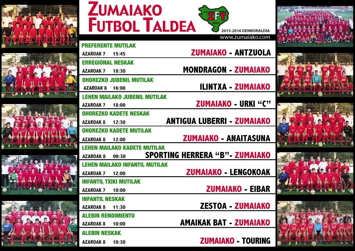 Zumaiako Futbol Taldearen agenda azaroak 7-8