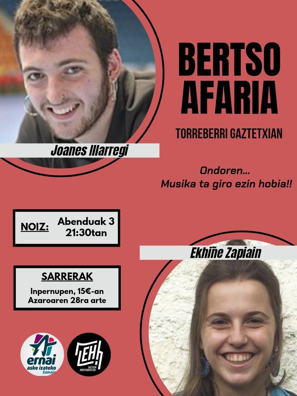 Abenduaren 3an bertso-afaria Torreberri Gaztetxean