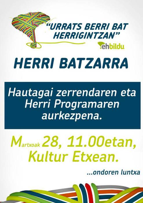 Hautes zerrenda aurkeztuko du larunbatean Zestoako EH Bilduk