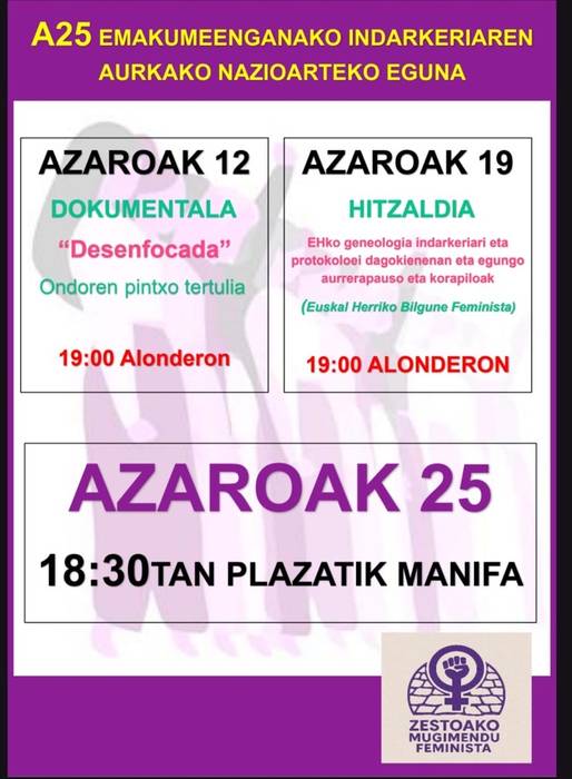 Azaroak 25: Euskal Herriko Bilgune Feministaren hitzaldia