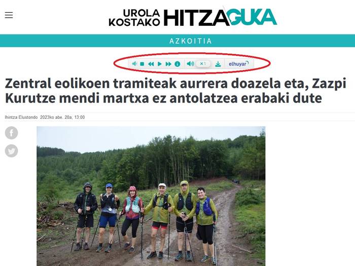 Urolakosta.hitza.eus-eko testuak irakurtzeaz gain entzuteko aukera egongo da hemendik aurrera