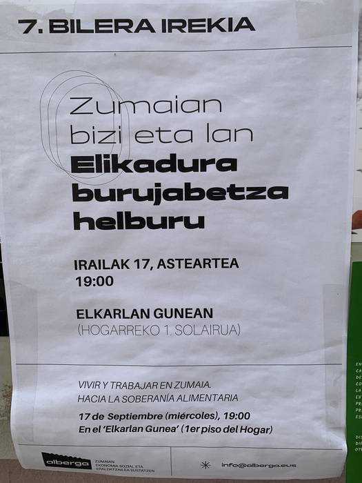 Bilera irekia: 'Elikadura burujabetza helburu'