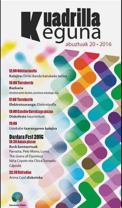 Kuadrilla eguna izango da larunbatean Zumaian
