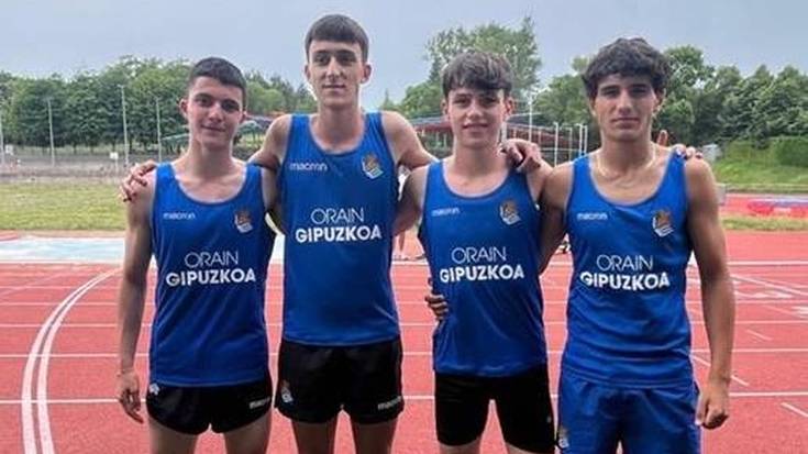 Aner Cuevas atleta eta bere taldea, garaile 16 urtetik beherakoen Euskadiko txapelketan