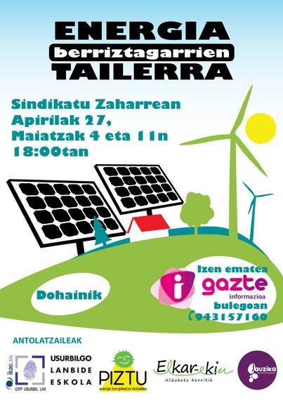 Bihar amaituko da energia berriztagarrien ikastaroan izena emateko epea