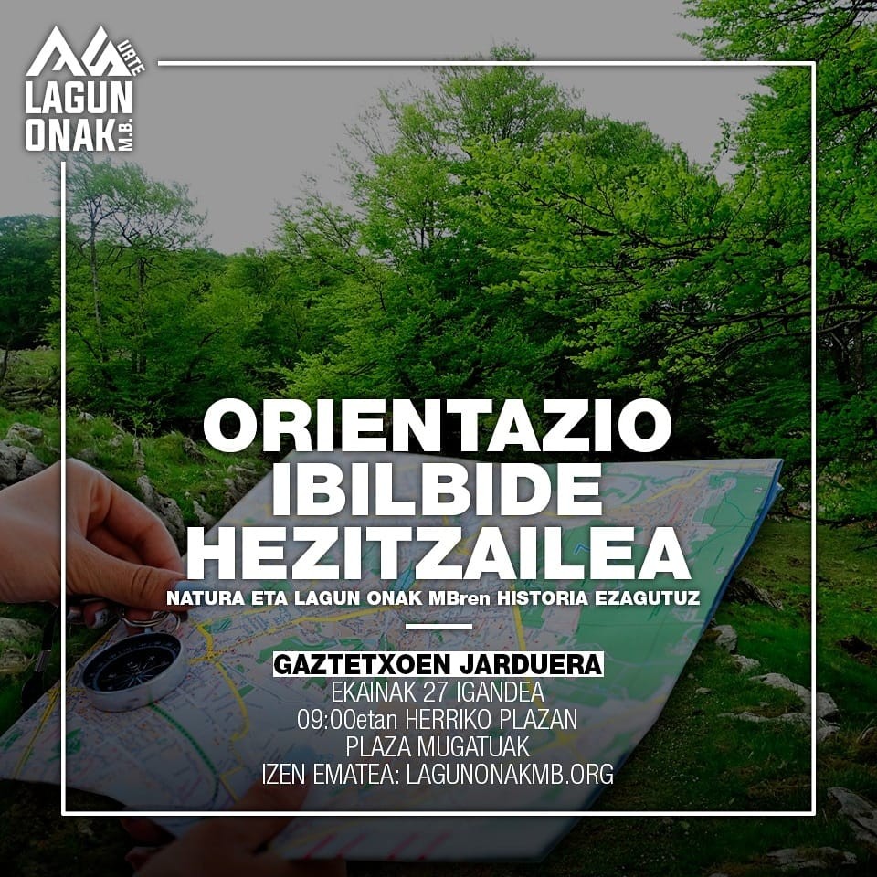 Gaztetxoei zuzendutako orientazio jarduera antolatu du Lagun Onak MBk iganderako
