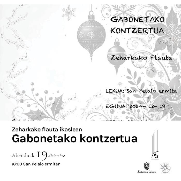 Kontzertua: Musika eskolako zeharkako flautako ikasleen Gabonetako ekitaldia
