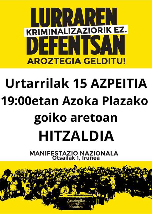 Hitzaldia: 'Lurraren defentsan, Aroztegia gelditu'