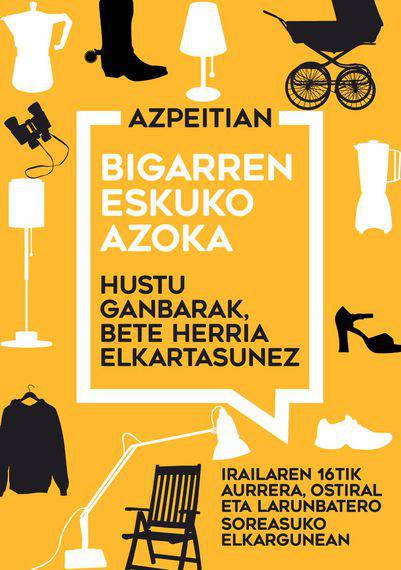 Bigarren eskuko azokarako materiala bilduko du Elkar-ekinek Azpeitian