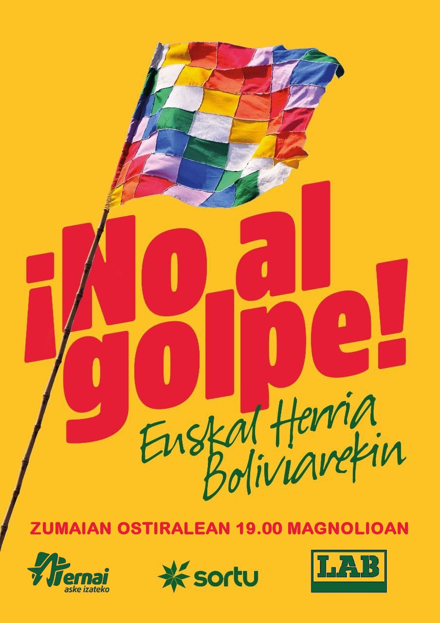Boliviako estatu kolpea salatzeko elkarretaratzea izango da ostiralean