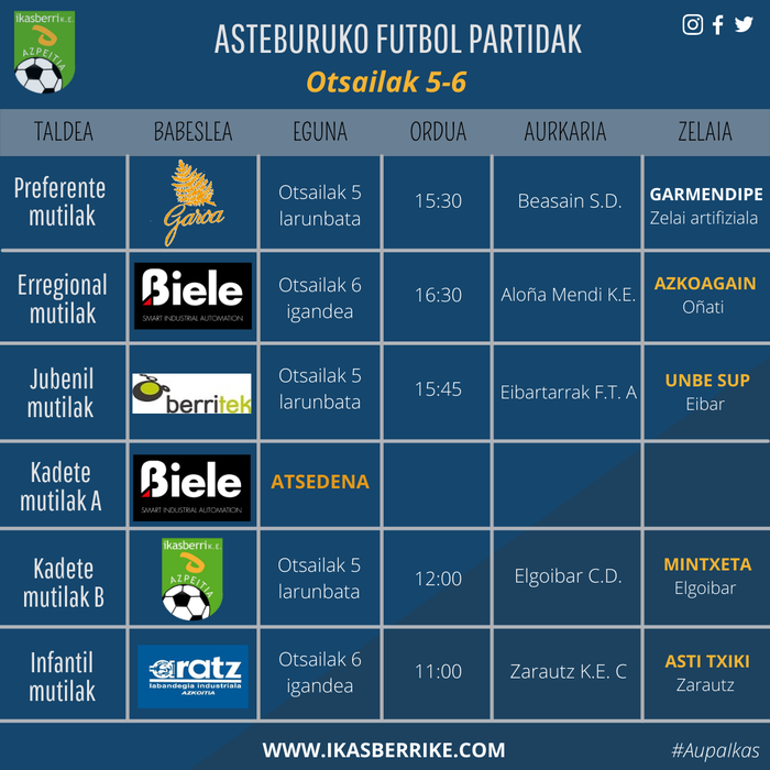 Asteburuko partidak