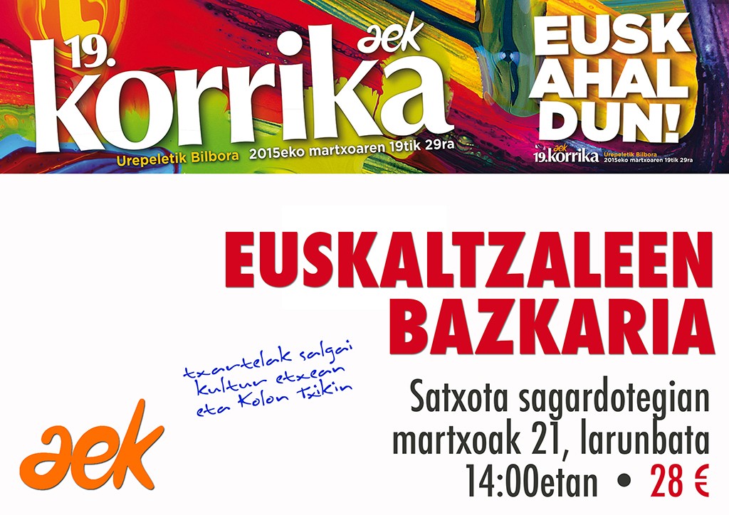 Kartelak: Euskaltzaleen bazkaria Satxota sagardote