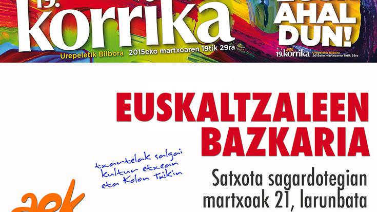 Kartelak: Euskaltzaleen bazkaria Satxota sagardote