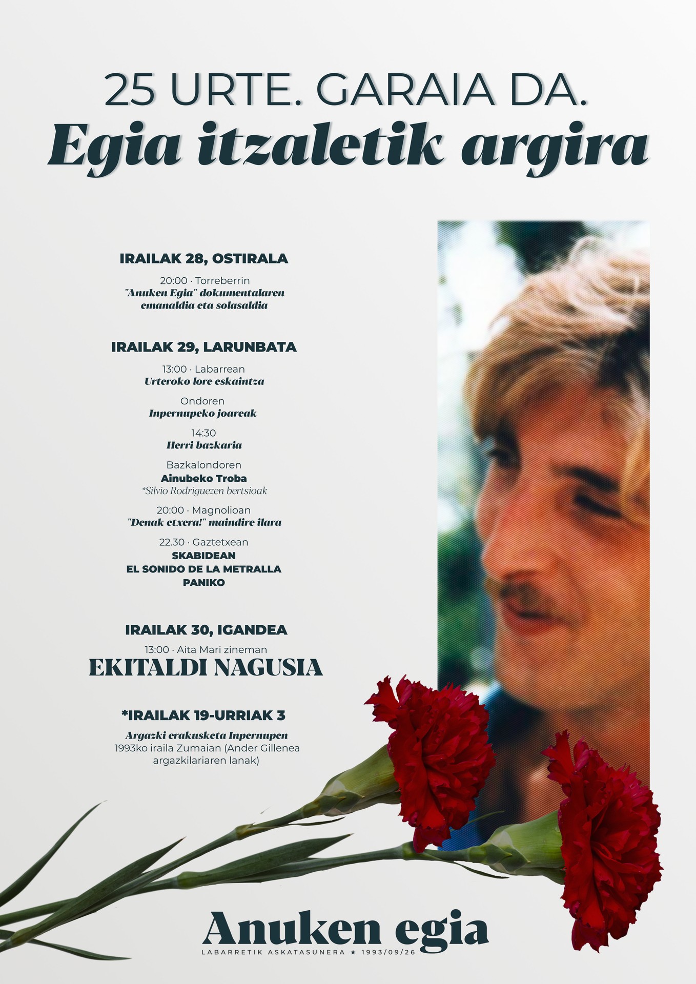 Xabier Kalparsororen heriotzak argitu gabe jarraitzen duela gogoratuko dute iraileko azken asteburuan