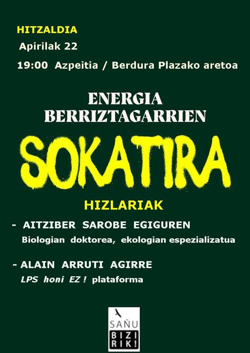 Hitzaldia: 'Energia berriztagarrien sokatira'