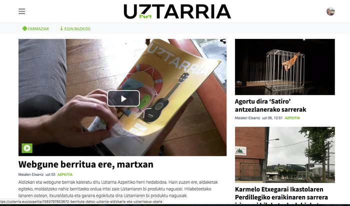 Kalean dira Uztarriaren aldizkari eta webgune berrituak