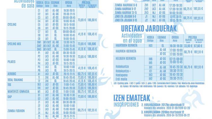 Neguan Lubakin emango diren kirol jardueretarako izen-ematea zabalik dago